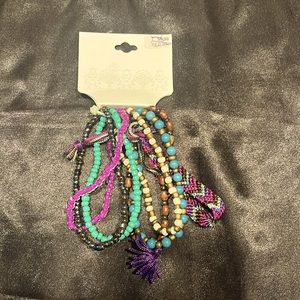 Purple and teal layering bracelets